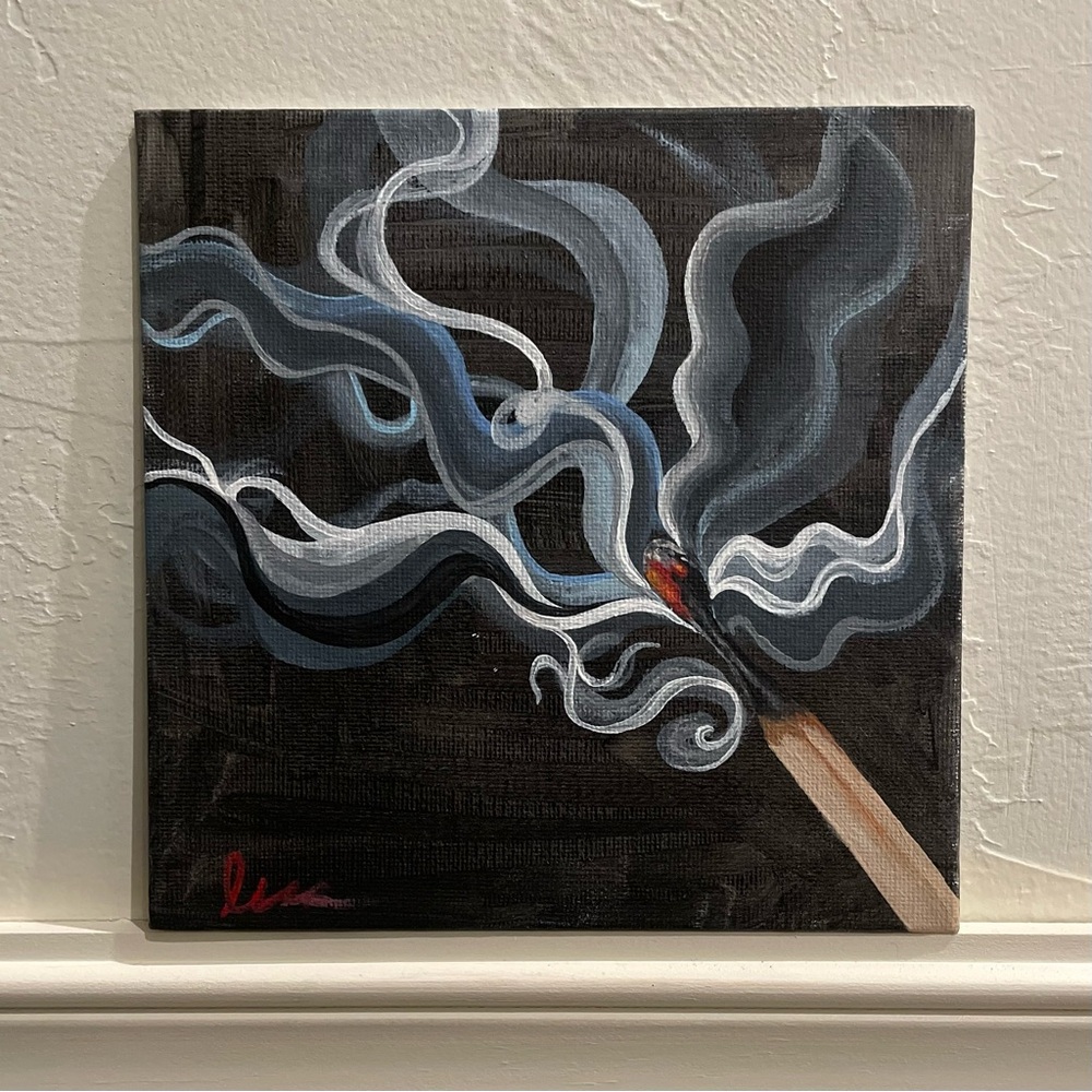 Abstract Smoke Art Canvas - Black and Gray
